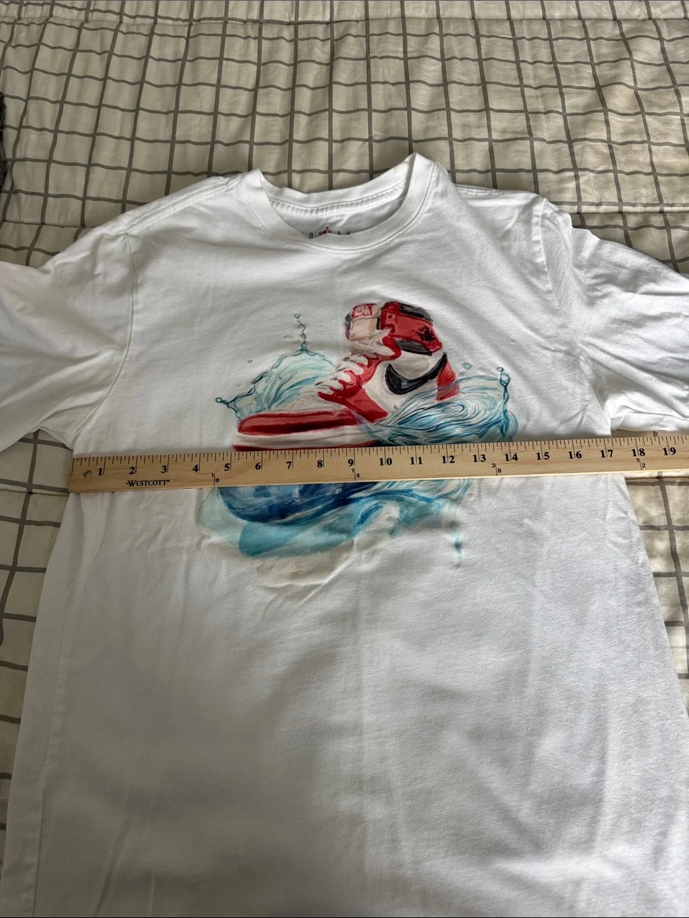 Jordan White Tee with Red & Blue Sneaker Graphic